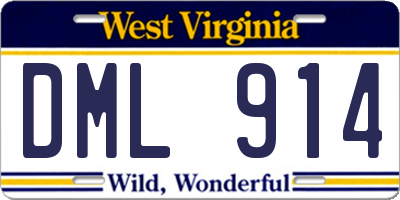 WV license plate DML914