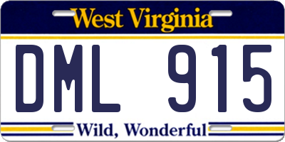 WV license plate DML915