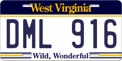 WV license plate DML916