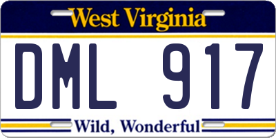 WV license plate DML917