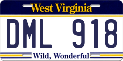 WV license plate DML918