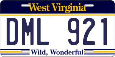 WV license plate DML921