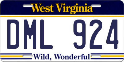 WV license plate DML924