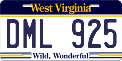 WV license plate DML925