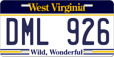 WV license plate DML926