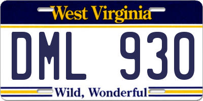 WV license plate DML930