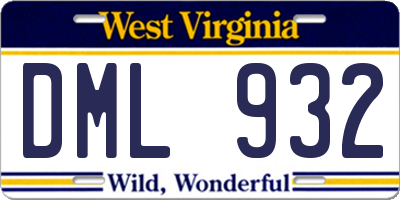 WV license plate DML932