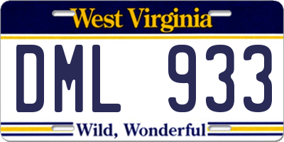 WV license plate DML933