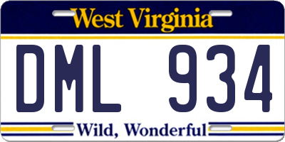 WV license plate DML934