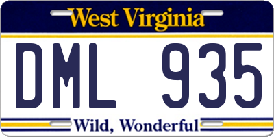 WV license plate DML935