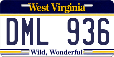 WV license plate DML936