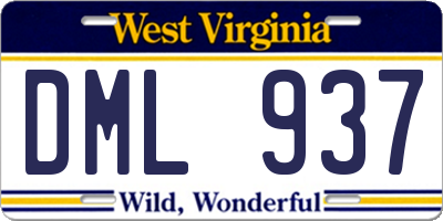 WV license plate DML937