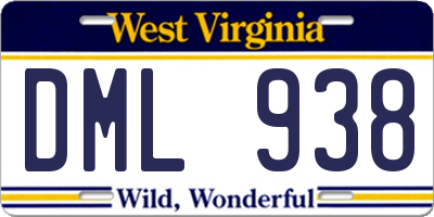 WV license plate DML938