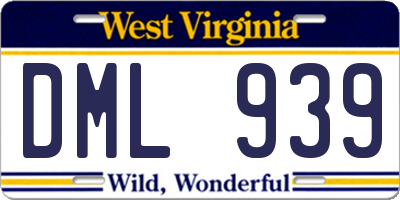 WV license plate DML939