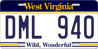 WV license plate DML940