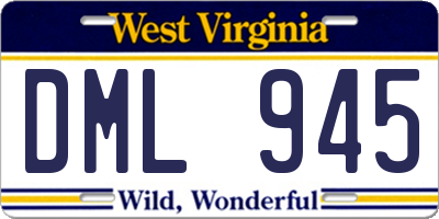 WV license plate DML945