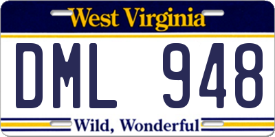 WV license plate DML948