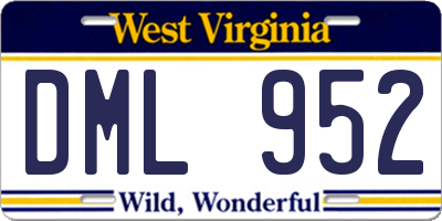 WV license plate DML952