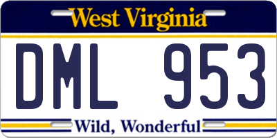 WV license plate DML953