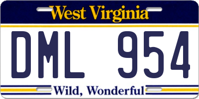 WV license plate DML954