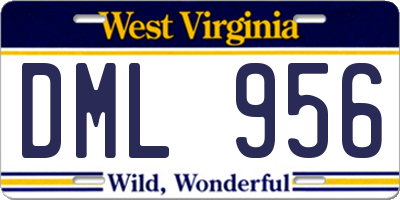 WV license plate DML956