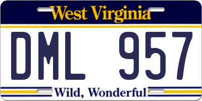 WV license plate DML957