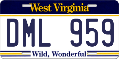 WV license plate DML959