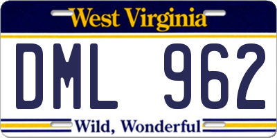 WV license plate DML962