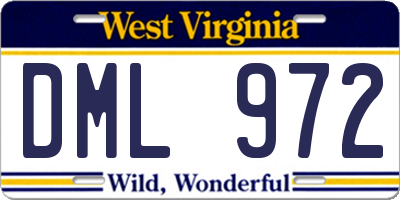 WV license plate DML972