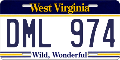 WV license plate DML974