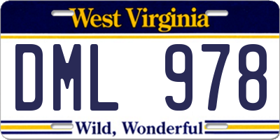 WV license plate DML978