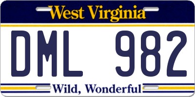 WV license plate DML982