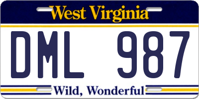 WV license plate DML987