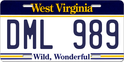 WV license plate DML989