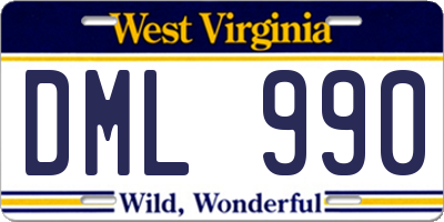 WV license plate DML990