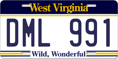 WV license plate DML991