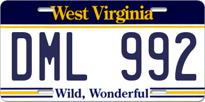 WV license plate DML992