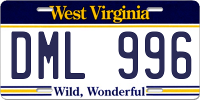 WV license plate DML996