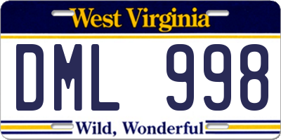 WV license plate DML998