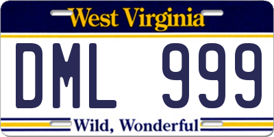 WV license plate DML999