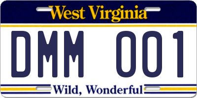 WV license plate DMM001