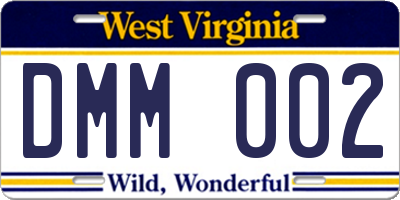 WV license plate DMM002