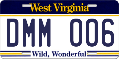 WV license plate DMM006