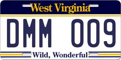 WV license plate DMM009