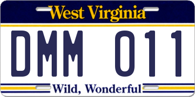 WV license plate DMM011