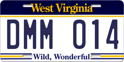 WV license plate DMM014