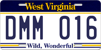 WV license plate DMM016