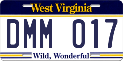 WV license plate DMM017