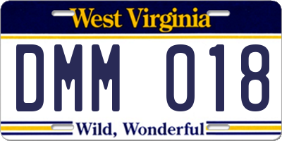 WV license plate DMM018