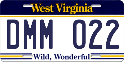 WV license plate DMM022